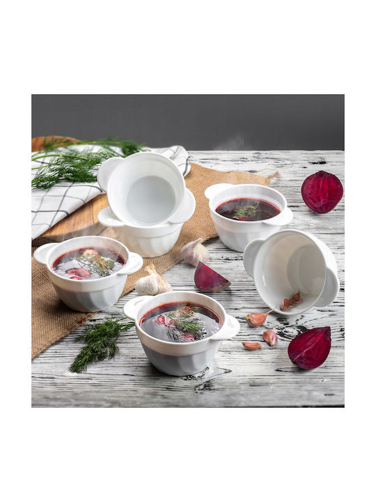 Kadax Serving Bowl Round Glass White with Diameter 18.5cm 6pcs