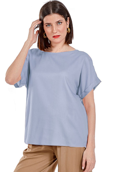 Platinum Fashion Women's Blouse Cotton Blue