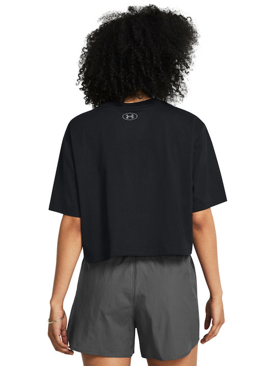 Under Armour Damen Sportlich Oversized Crop T-shirt Schwarz