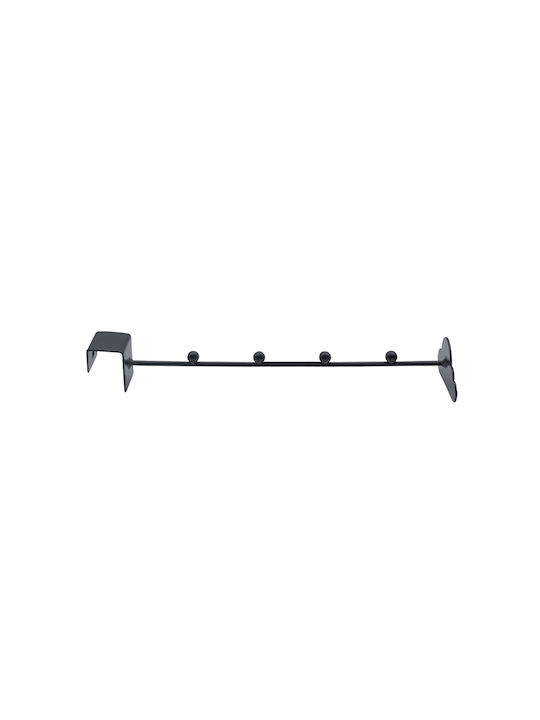 Suport de Perete pentru Cârlige Uncle George Metal 4 Poziții Alb sau Negru Dimensiuni 27x7x4cm Organizare Interioară Negru