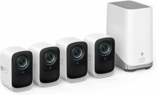 Eufy Surveillance System EufyCam 3C S300 4 Wireless Cameras IP 8MP with Control Hub