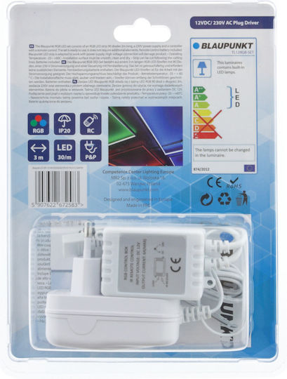 Greenie Ταινία LED 12V RGB Φως 3m με Τροφοδοτικό & Τηλεχειριστήριο