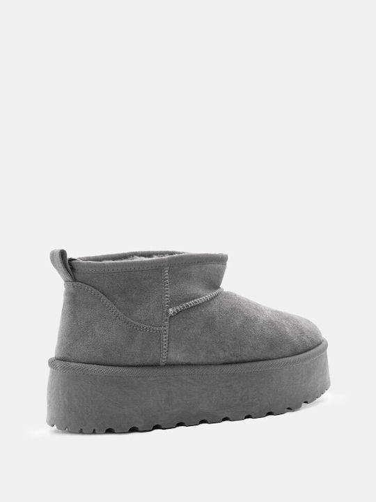 Luigi Women's Ankle Boots with Fur Gray