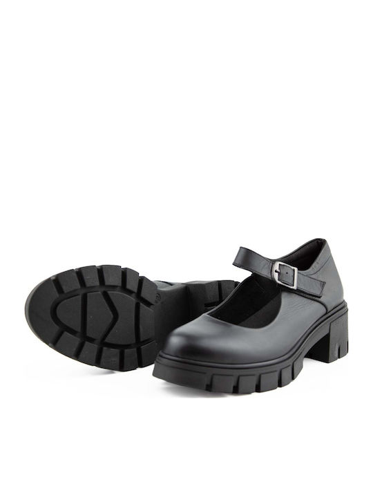 Leather Women's Moccasins in Black Color