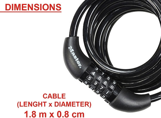 Master Lock 8221 Bicycle Cable Lock with Combination Black
