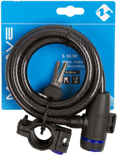 M-Wave S 10.18 Κλειδαριά Ποδηλάτου Κουλούρα με Κλειδί Μαύρη
