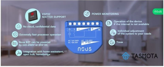 Nous Smart Switch 1 Καναλιού Wi-Fi 16A