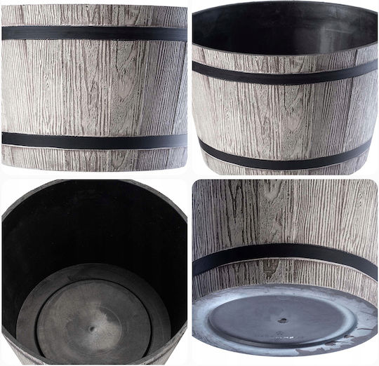 Kadax Γλάστρα Βαρέλι Πλαστικό Light Gray 40εκ.