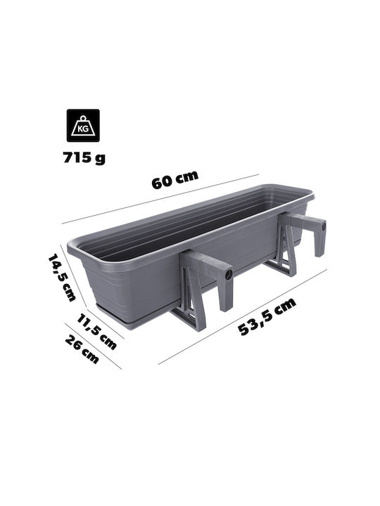 Kadax Planter Box Plastic Gri 60cm.