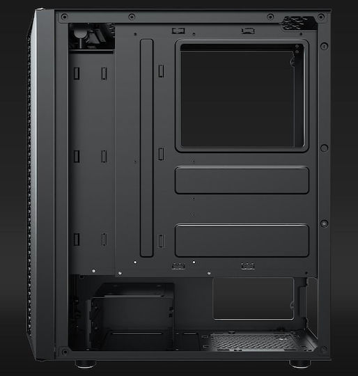 Aqirys Mizar Gaming Midi Tower Κουτί Υπολογιστή με Πλαϊνό Παράθυρο και RGB Φωτισμό Μαύρο