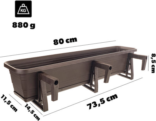 Kadax Planter Box Plastic Mokka 80cm.