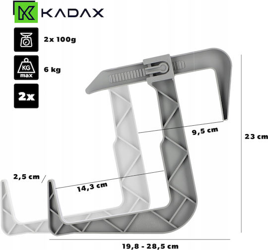 Kadax Άγκιστρα Γλάστρας Πλαστικά Γκρι 2τμχ