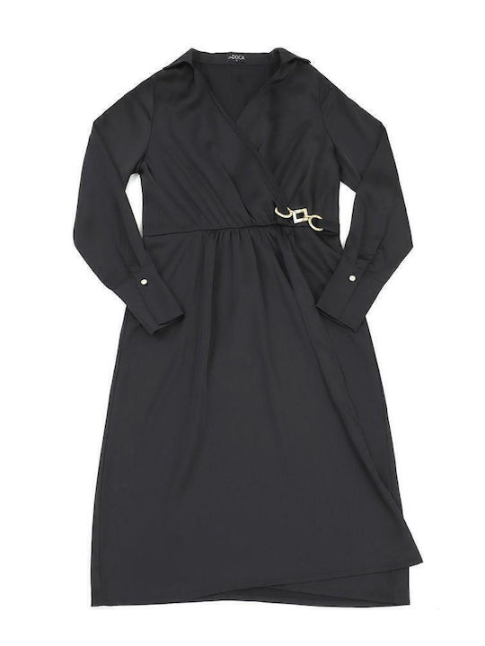 Midi Evening Dress Wrap Black