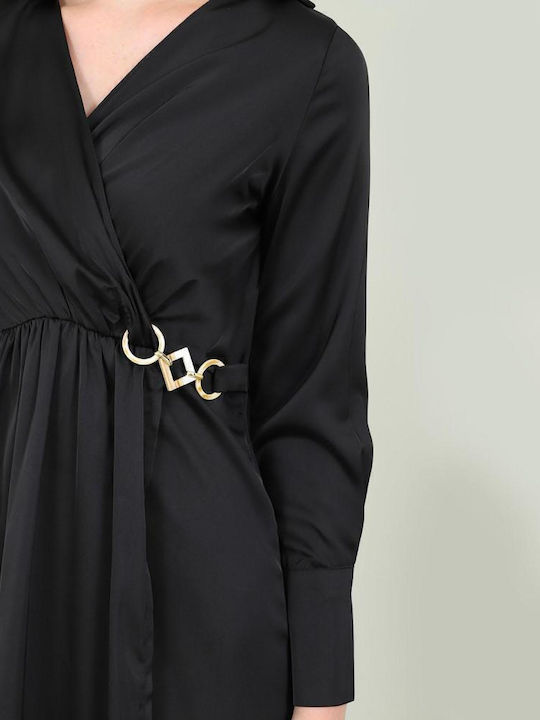 Midi Evening Dress Wrap Black