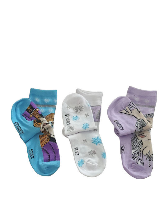 Disney Παιδικές Κάλτσες Frozen Blue, White, Purple 3 Ζευγάρια