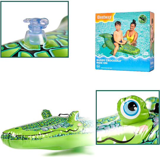 ikonka Saltea Gonflabilă Ride On Pentru Plajă Crocodil Verde