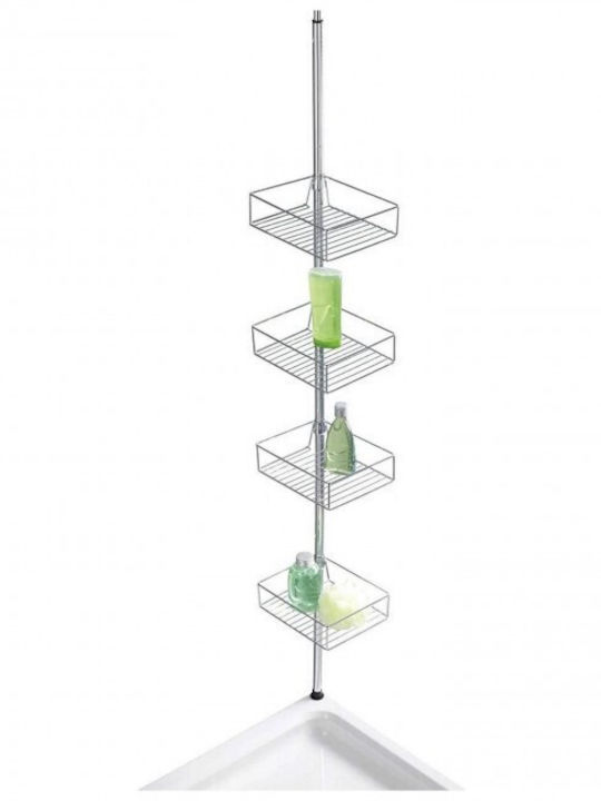Wenko Corner Wall Mounted Bathroom Shelf Metallic 25x20x20cm Silver