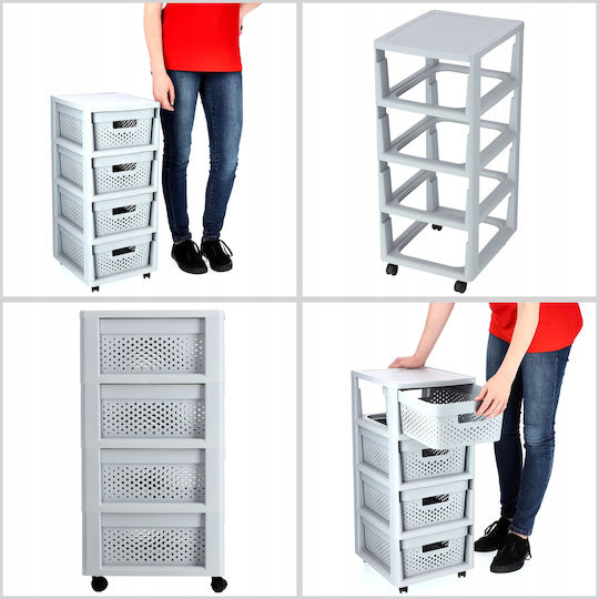 Curver Boden Badezimmerregal Kunststoff mit 4 Regalböden 30x36x69cm Gray