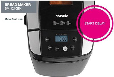 Gorenje Mașină de pâine cu o putere de 800W și o capacitate de 1200gr cu 12 programe