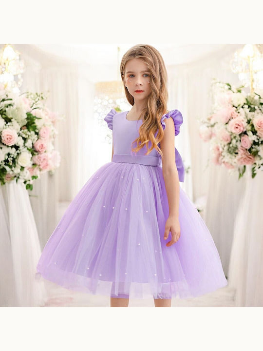 Children's Dress Short Sleeve Tulle Lilac
