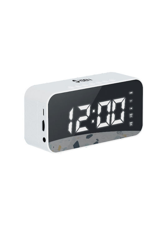 iSEN Ceas De Masă Digital Led Din Plastic Cu Radio Alb