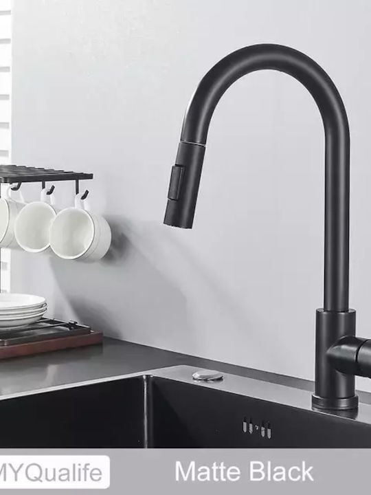 Kitchen Faucet Counter with Shower Black