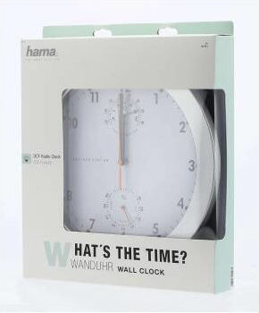 HAMA HAMA Glass Silver Wall Clock Ø30cm