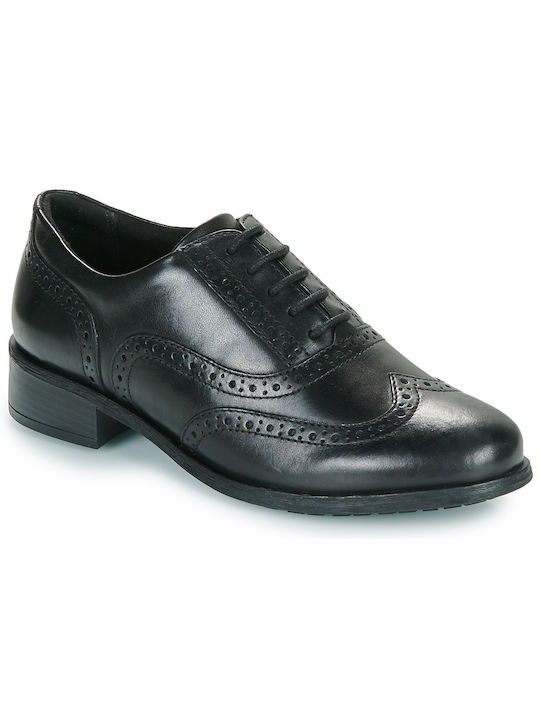 Clarks Women's Leather Oxford Shoes Black