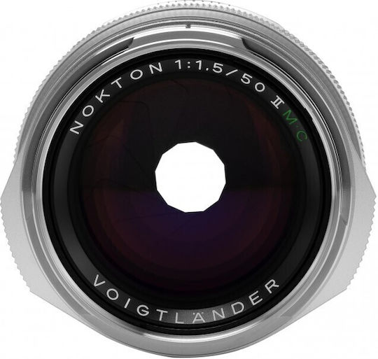 Voigtlander Пълен кадър Фотообектив Nokton 50mm f/1.5 Aspherical II MC Фиксиран за Лайка М Монтаж Сребрист