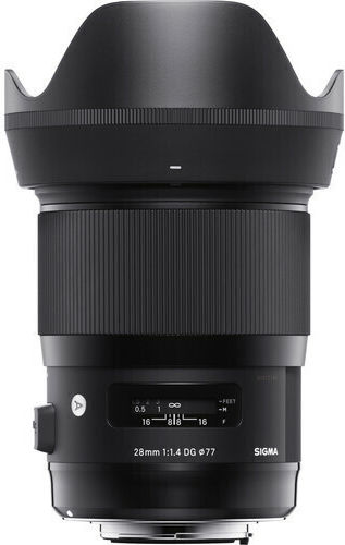 Sigma Пълен кадър Фотообектив 28mm f/1.4 DG AF HSM ART Широк ъгъл за Никон Ф Монтаж Черен