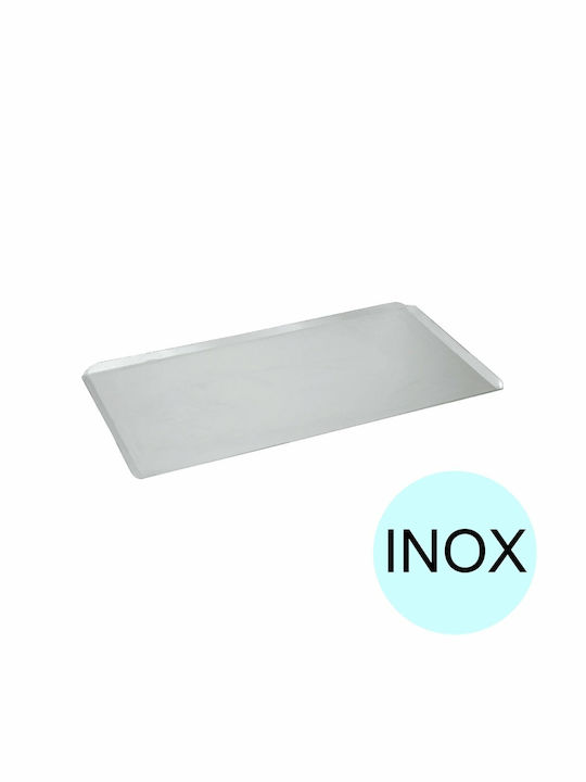 Inoxidabil Dreptunghiular Tavă de Servire cu Mânere în Culoare Argint 50x33cm 1buc