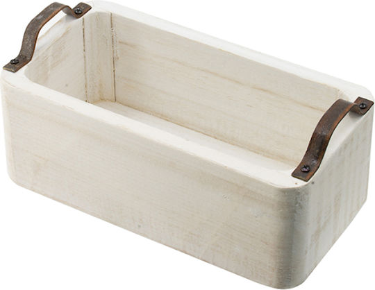 Artekko Holz Rechteckig Serviertablett mit Griffen in Weiß Farbe 50x35x14cm 45692 1Stück