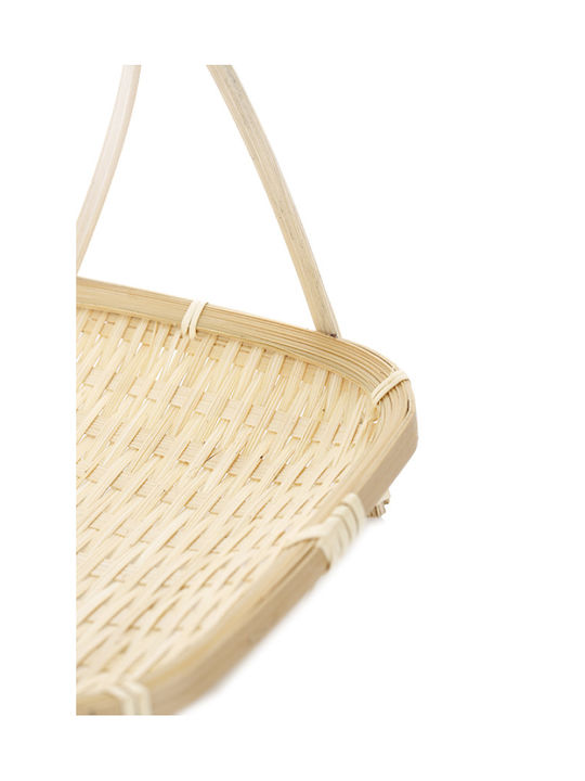Kaemingk Bambus Oval Tavă de Servire din Bamboo cu Mânere în Culoare Bej 19x19x23cm 801594 1buc