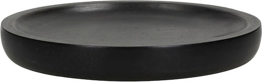 ArteLibre Wooden Round Serving Tray with Handles in Black Color 20.3x20.3x2.5cm 05150076 1pcs