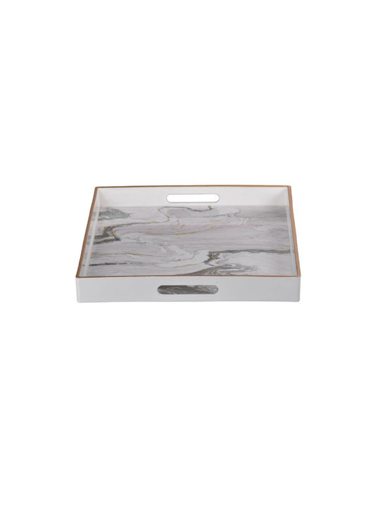 Artekko Plastic Dreptunghiular Tavă de Servire cu Mânere în Culoare Negru 48x36x5cm DF43576-WHIT-DS 1buc
