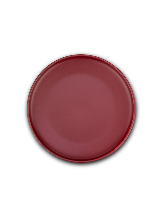 Nava Soho Plate Soup Ceramic Red with Diameter 21.5cm