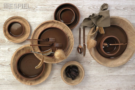 Espiel Step Plate Shallow Ceramic Brown with Diameter 21cm