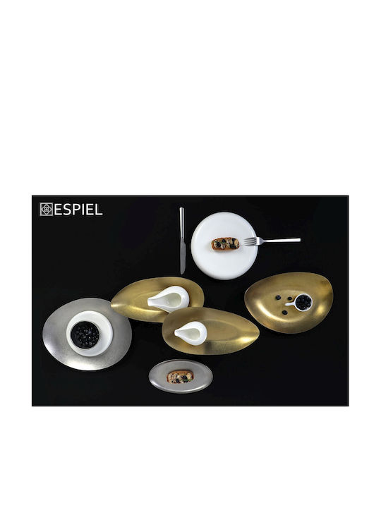 Espiel Snow Πιάτο Ρηχό Οβάλ Inox Γκρι 22x22cm