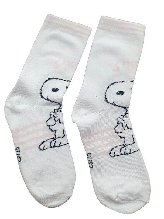 Disney Παιδικές Κάλτσες Snoopy White Pink