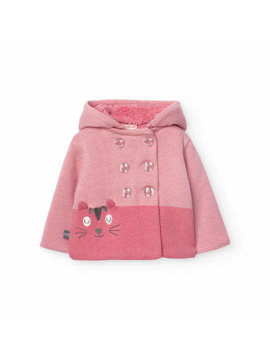 Boboli Kids Cardigan Knitted with Hood Pink