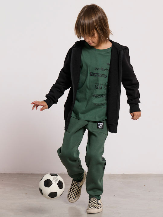 Athletic Kids Cardigan Cotton with Hood Black All Good Minime