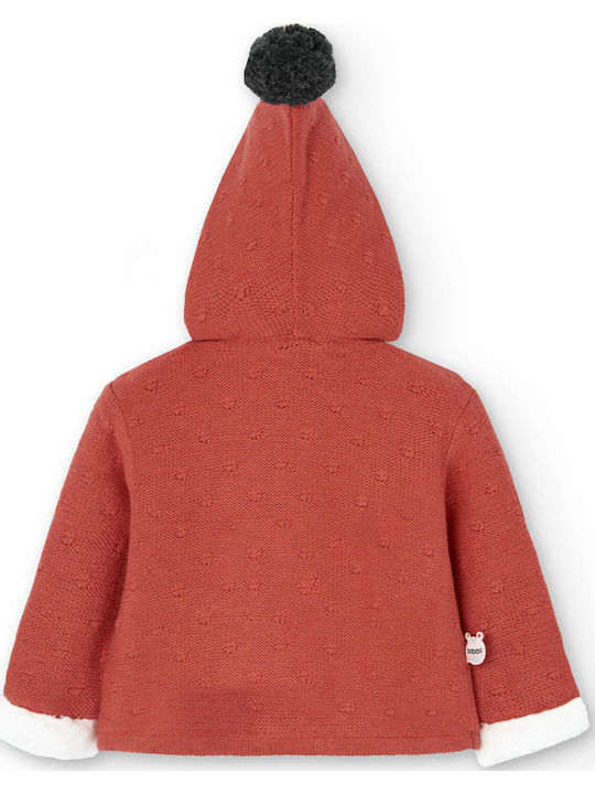 Kinderstrickjacke Gestrickt mit Kapuze Terrakotta