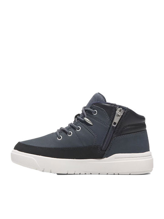 Leather Kids Boots with Laces Navy Blue