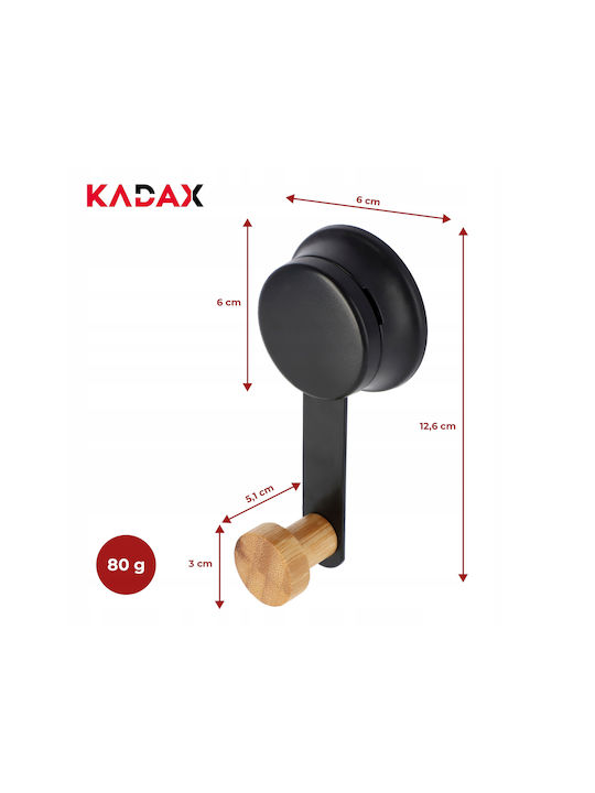 Kadax Cârlig de Baie Simplu cu ventuză de aspirație Inox Negru