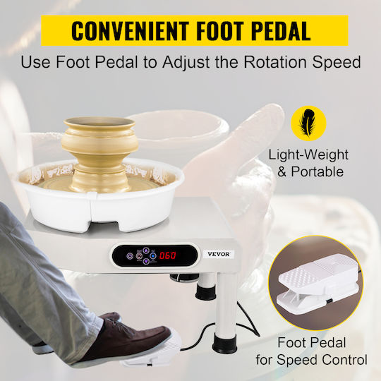 Electric Potter's Wheel Vevor Llv35 Foot Pedal 350w Lcd Display