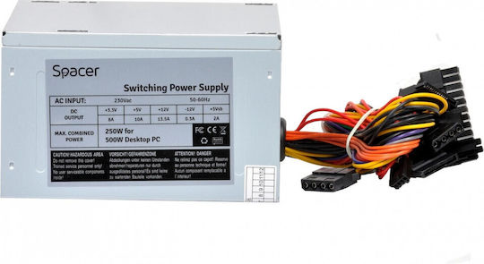 Spacer ATX 500 250W Μαύρο Τροφοδοτικό Υπολογιστή Full Wired
