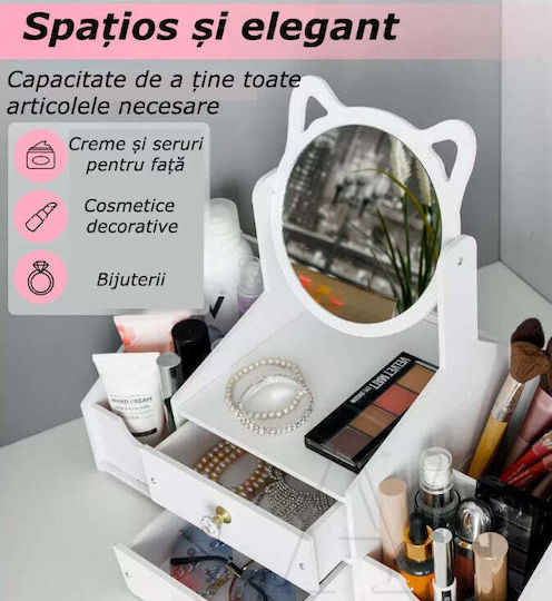 Organizator Cosmetice Cu 2 Sertare Alb