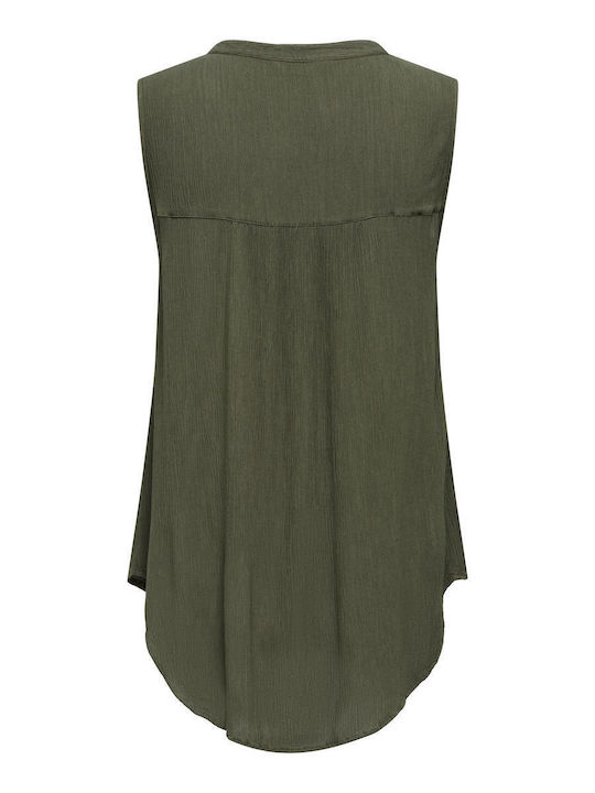 Sleeveless V-Neck Blouse Green