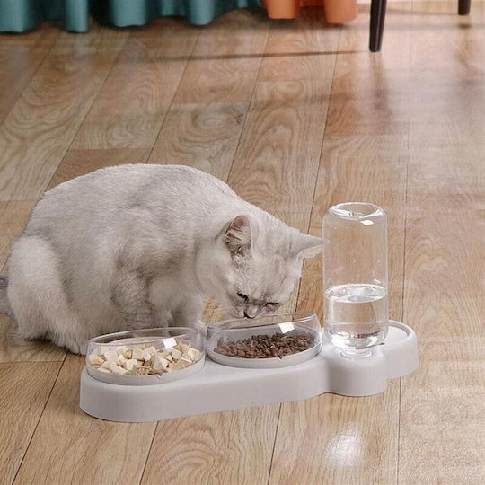 Bol Automat Din Propilenă Pentru Mâncare Pentru Câine Și Pisică Cu Suport 500ml 19cm Culoare Gri