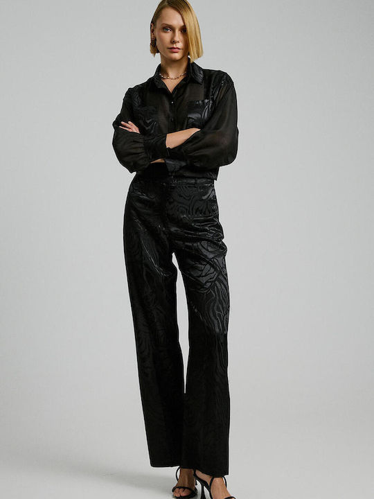 Bill Cost Femei Satin Pantaloni Negru